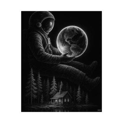 Astronaut Earth Rolled Poster, Cosmic Art Print, Space Decor, Astronomy Wall Art, Modern Home Decor, Gift for Space Lovers