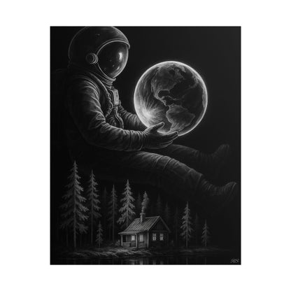 Astronaut Earth Rolled Poster, Cosmic Art Print, Space Decor, Astronomy Wall Art, Modern Home Decor, Gift for Space Lovers