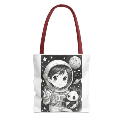 Astronaut Panda Tote Bag, Cute Space-Themed Bag, Eco-Friendly Shopping, Gift for Kids and Teens, Black and White Design, Fun and Functional
