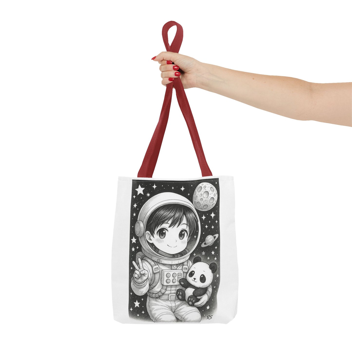 Astronaut Panda Tote Bag, Cute Space-Themed Bag, Eco-Friendly Shopping, Gift for Kids and Teens, Black and White Design, Fun and Functional