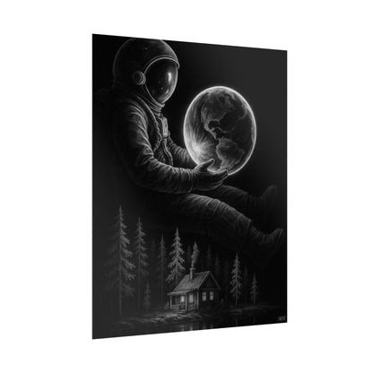 Astronaut Earth Rolled Poster, Cosmic Art Print, Space Decor, Astronomy Wall Art, Modern Home Decor, Gift for Space Lovers